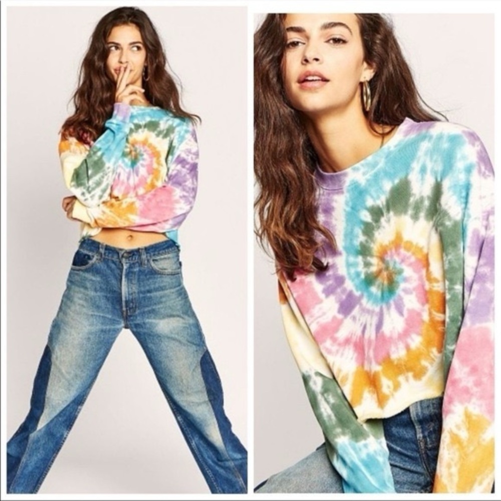 Daydreamer Multicolor Tie-Dye Cropped Sweatshirt NWOT